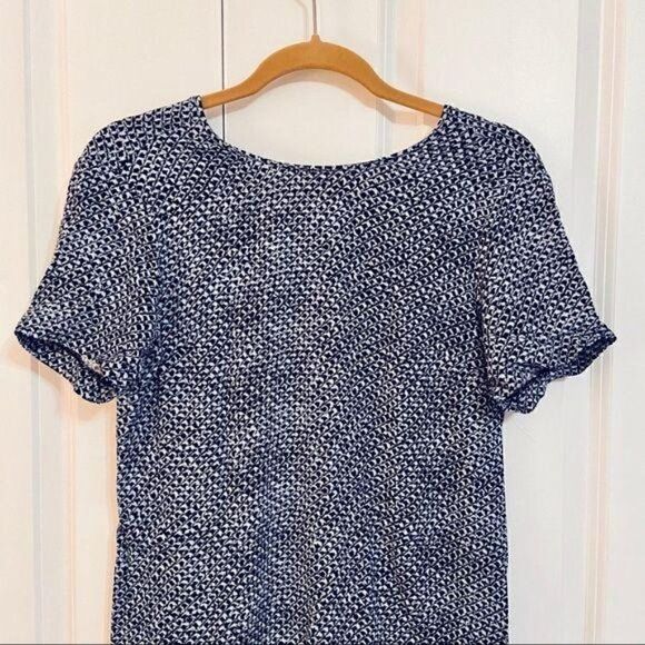 Michael Michael Kors Blue Print Short Sleeve Crew Neck Viscose Shift Dress XS - Picture 3 of 6